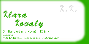 klara kovaly business card